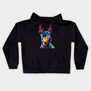 Doberman Colorfull Pop Art Design For Dog Onwer Kids Hoodie